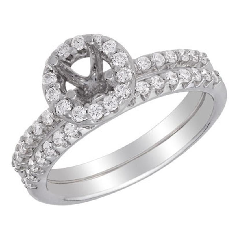 0.54 Ctw Diamond 14k White Gold Round Shape Wedding Engagement Ring