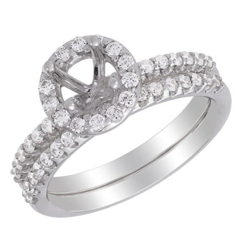 0.57 Ctw Diamond 14k White Gold Round Shape Wedding Engagement Ring