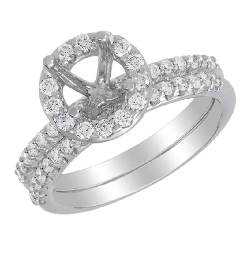 0.63 Ctw Diamond 14k White Gold Round Shape Wedding Engagement Ring