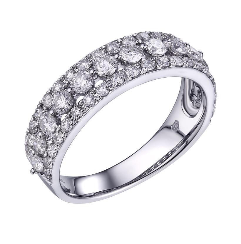 1.08 Ctw Diamond 14k White Gold Round Shape Womens Wedding Band Ring