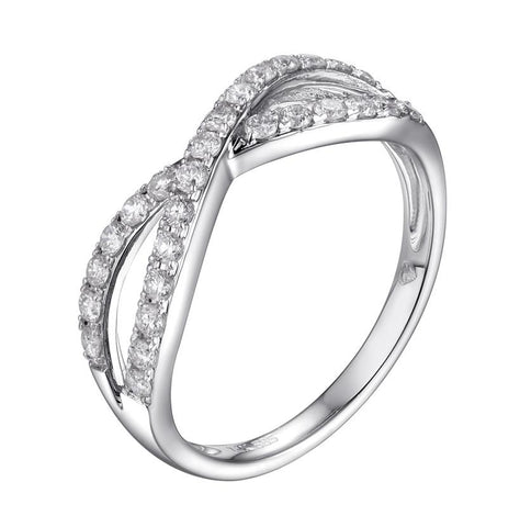 0.4 Ctw Diamond 14k White Gold Round Shape Womens Wedding Band Ring
