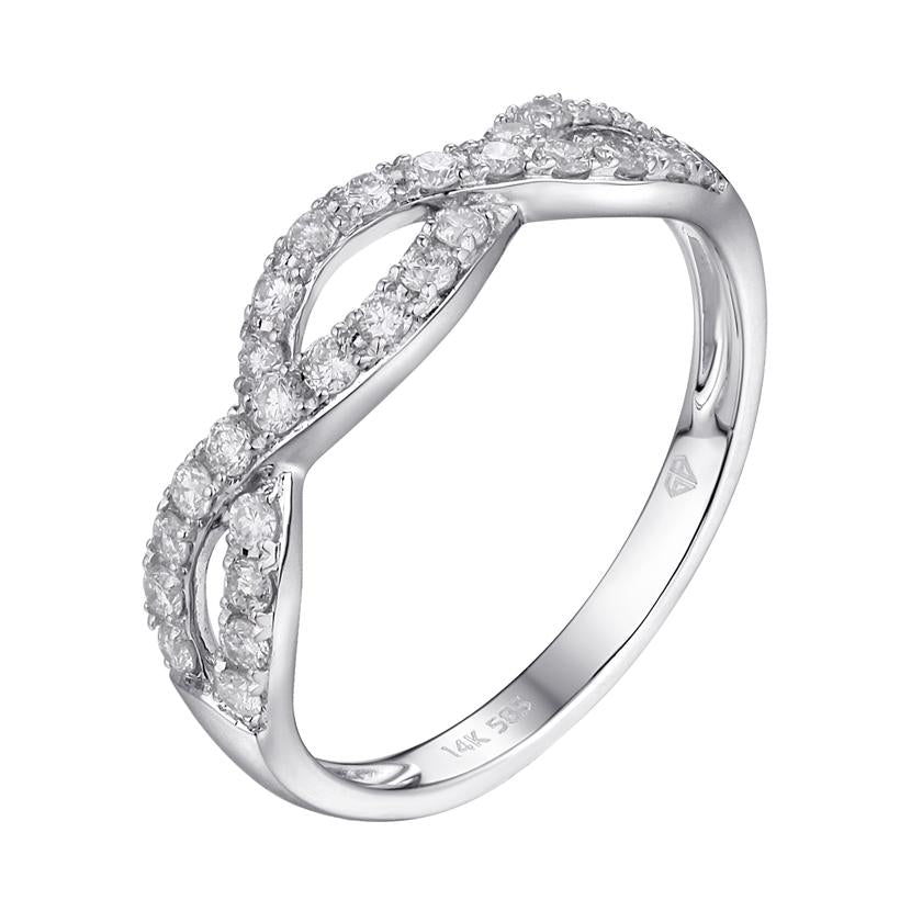 0.39 Ctw Diamond 14k White Gold Round Shape Womens Wedding Band Ring