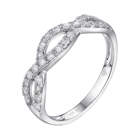 0.39 Ctw Diamond 14k White Gold Round Shape Womens Wedding Band Ring