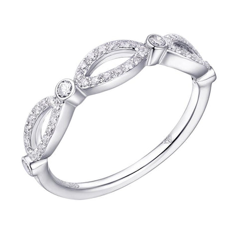 0.26 Ctw Diamond 14k White Gold Round Shape Womens Wedding Band Ring