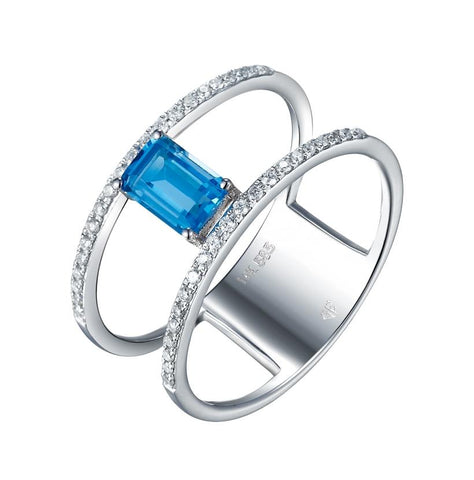 0.14 Ctw Diamond 14k White Gold Topaz Round Shape Womens Gemstone Ring