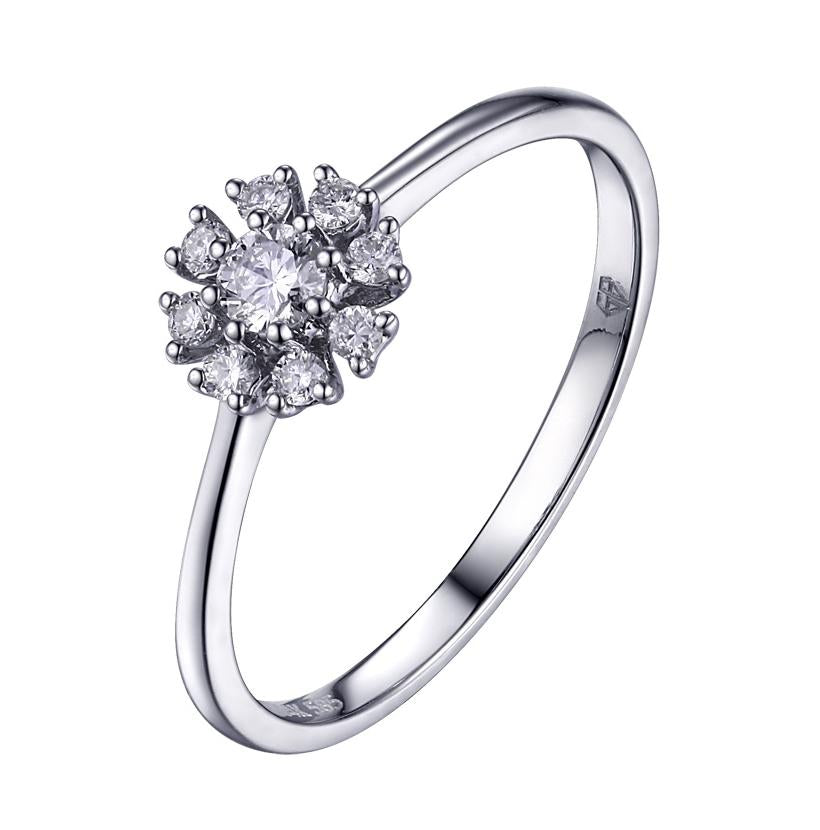 0.18 Ctw Diamond 14k White Gold Round Shape Womens Diamond Ring