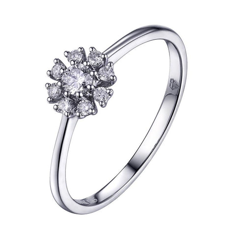 0.18 Ctw Diamond 14k White Gold Round Shape Womens Diamond Ring