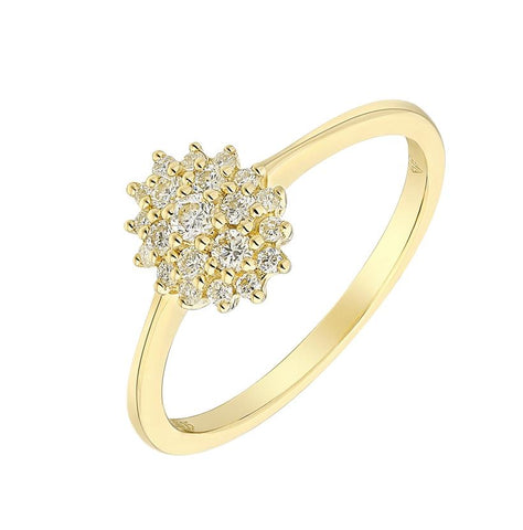 0.19 Ctw Diamond 14k Yellow Gold Round Shape Womens Diamond Ring