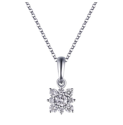 0.19 Ctw Diamond 14k White Gold Round Shape Womens Diamond Necklace Pendant With 16 Inch Chain