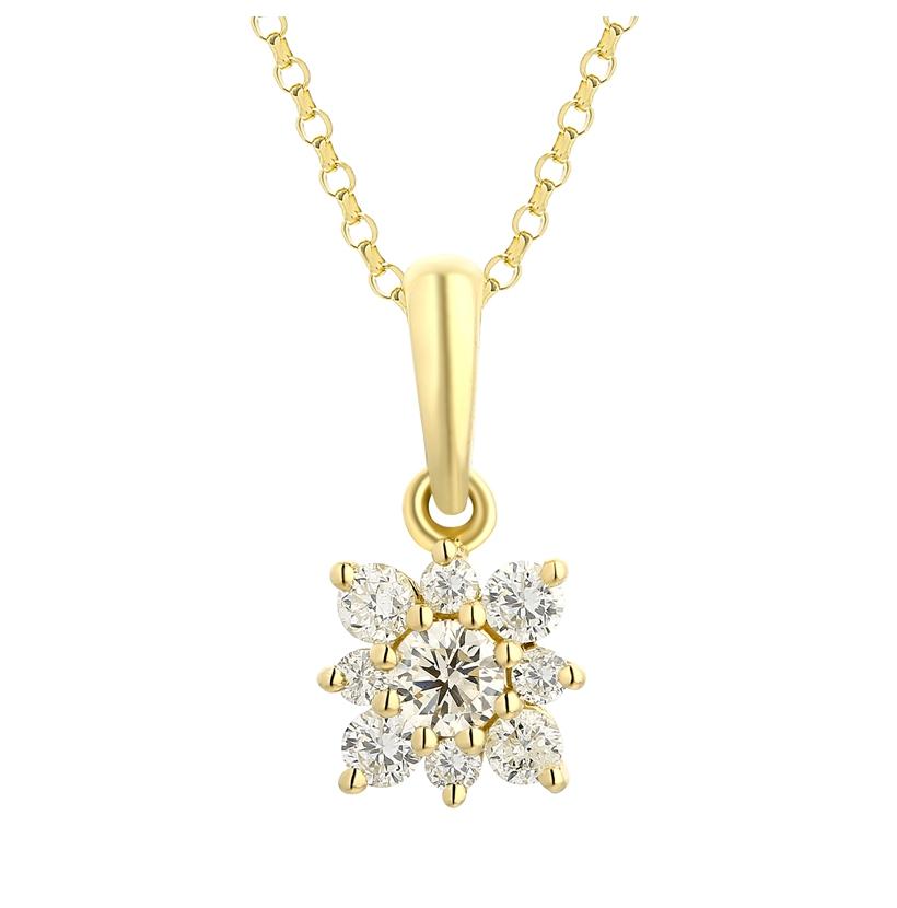 0.19 Ctw Diamond 14k Yellow Gold Round Shape Womens Diamond Necklace Pendant With 16 Inch Chain