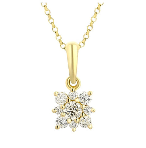 0.19 Ctw Diamond 14k Yellow Gold Round Shape Womens Diamond Necklace Pendant With 16 Inch Chain