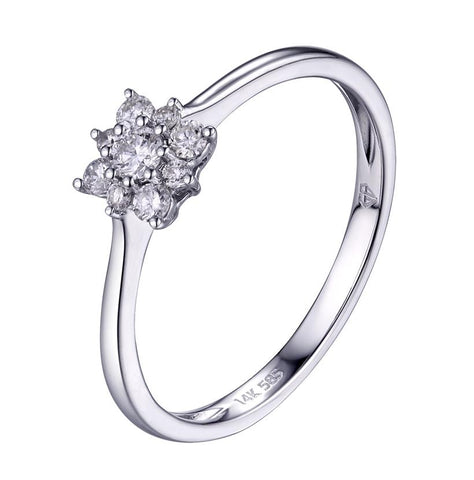 0.18 Ctw Diamond 14k White Gold Round Shape Womens Diamond Ring