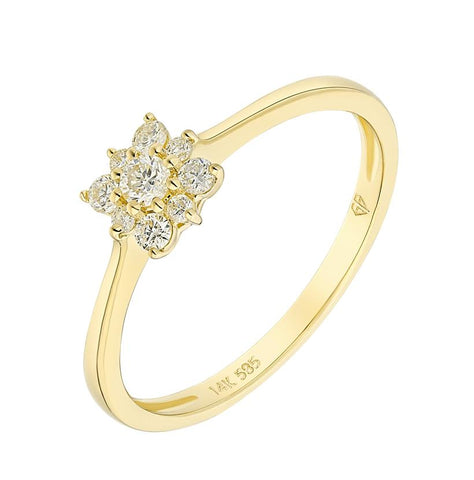 0.19 Ctw Diamond 14k Yellow Gold Round Shape Womens Diamond Ring