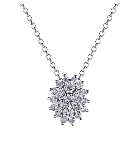 0.28 Ctw Diamond 14k White Gold Round Shape Womens Diamond Necklace Pendant With 16 Inch Chain