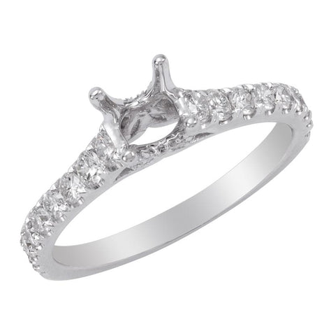 0.6 Ctw Diamond 14k White Gold Round Shape Wedding Engagement Ring