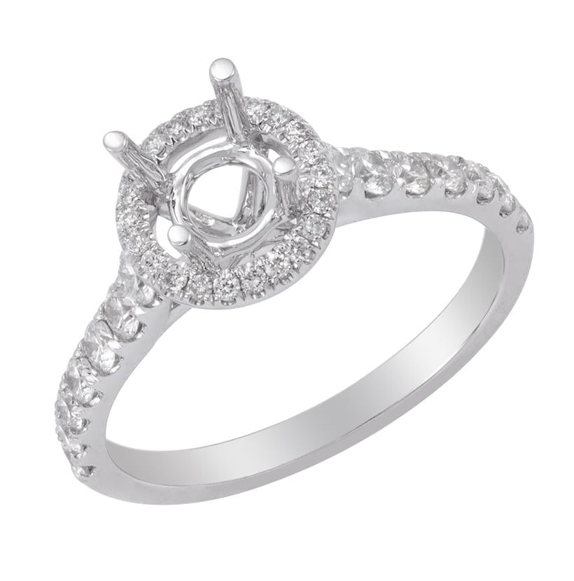 0.55 Ctw Diamond 14k White Gold Round Shape Wedding Engagement Ring