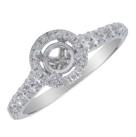 0.53 Ctw Diamond 14k White Gold Round Shape Wedding Engagement Ring
