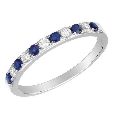 0.15 Ctw Diamond 14k White Gold Sapphire Round Shape Womens Gemstone Ring