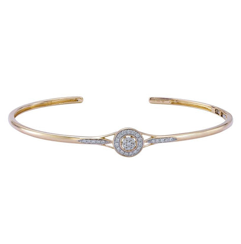 0.16 Ctw Diamond 14k White Gold Round Shape Womens Diamond Bangle Bracelet