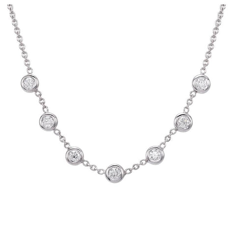 0.25 Ctw Diamond 14k White Gold Round Shape Womens Diamond Necklace