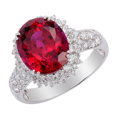 6.01 Ctw Diamond 14k White Gold Lab-ruby Round Shape Womens Diamond Ring