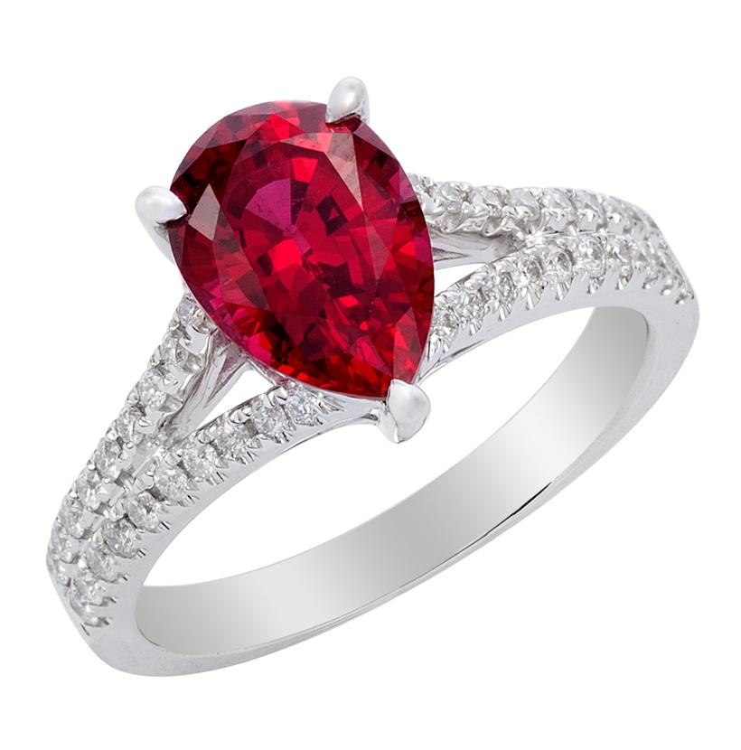 2.98 Ctw Diamond 14k White Gold Lab-ruby Round Shape Womens Diamond Ring