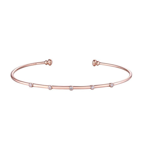 0.11 Ctw Diamond 14k Rose Gold Round Shape Womens Diamond Bangle Bracelet