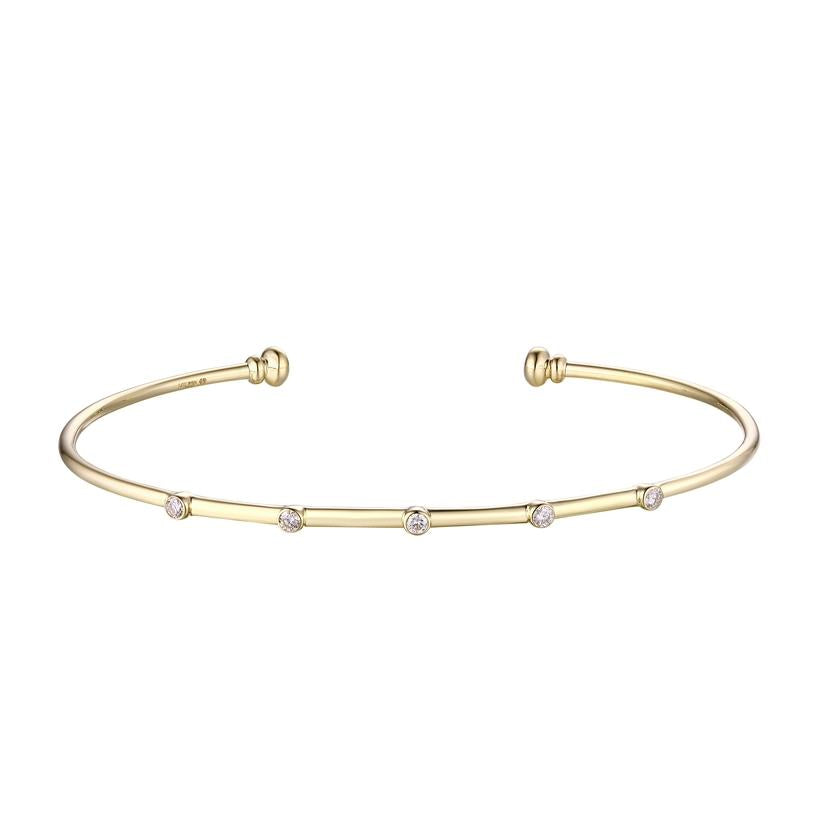 0.11 Ctw Diamond 14k Yellow Gold Round Shape Womens Diamond Bangle Bracelet