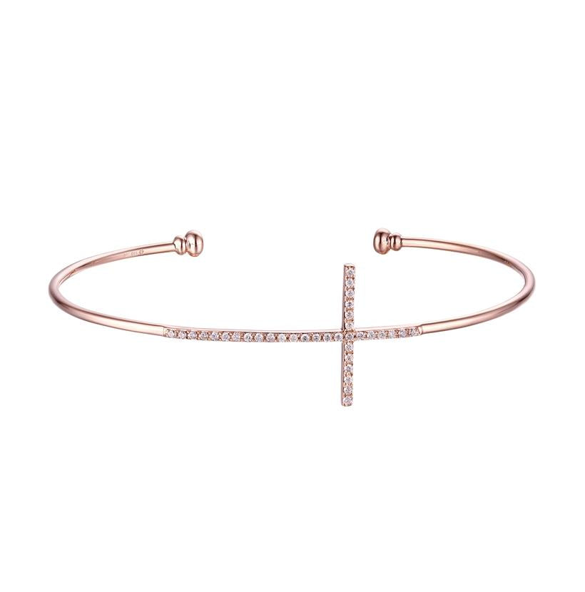 0.18 Ctw Diamond 14k Rose Gold Round Shape Womens Diamond Bangle Bracelet