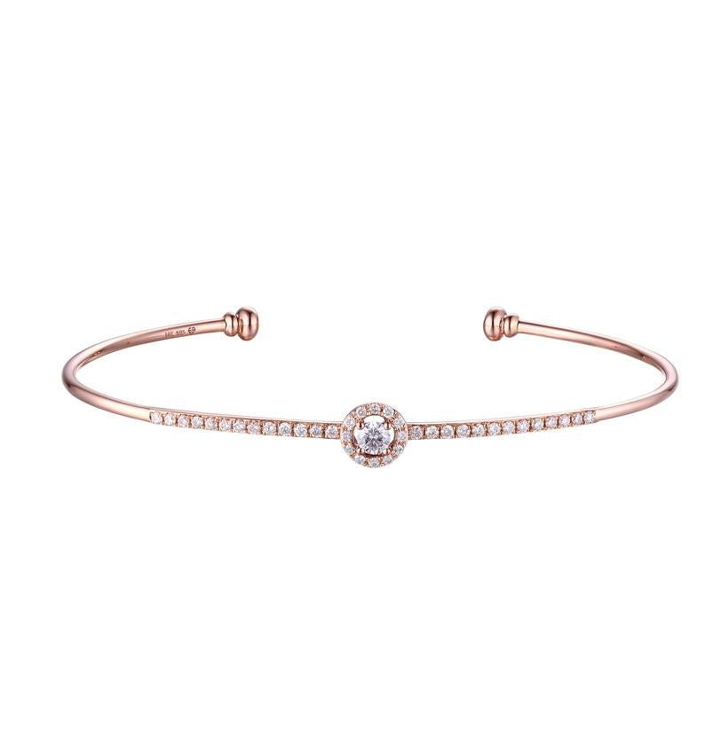 0.39 Ctw Diamond 14k Rose Gold Round Shape Womens Diamond Bangle Bracelet