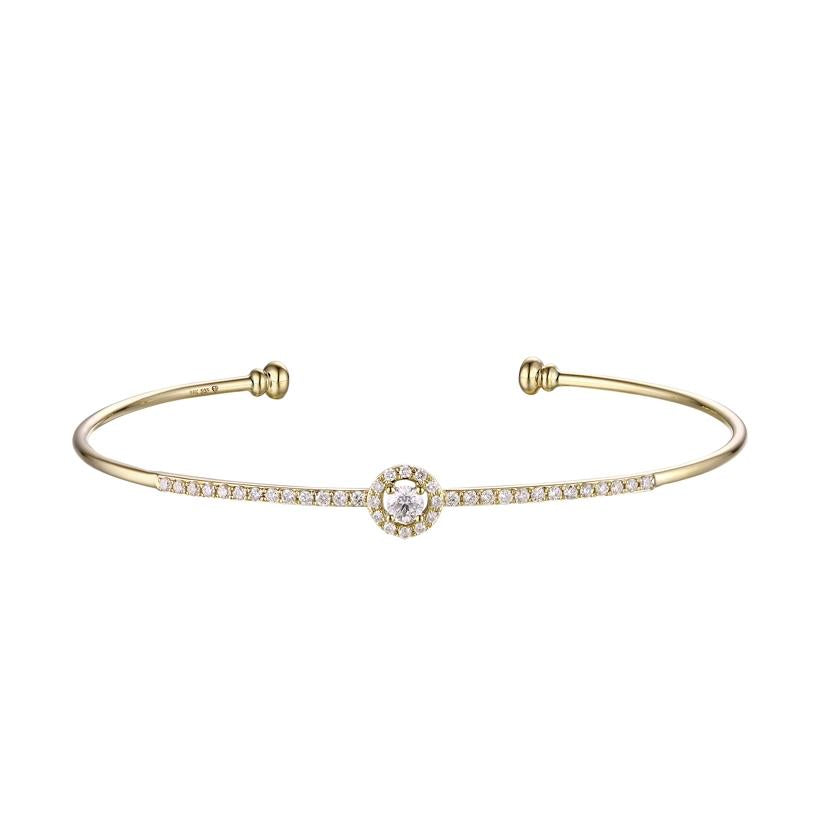 0.39 Ctw Diamond 14k Yellow Gold Round Shape Womens Diamond Bangle Bracelet