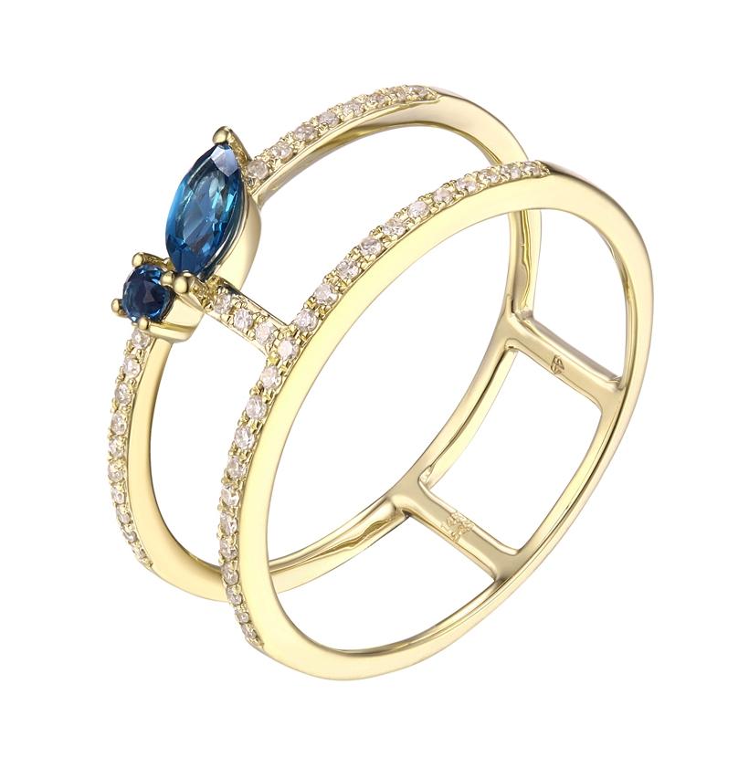 0.11 Ctw Diamond 14k Yellow Gold Topaz Round Shape Womens Gemstone Ring