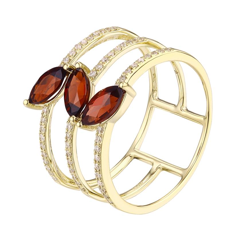 0.15 Ctw Diamond 14k Yellow Gold Garnet Round Shape Womens Gemstone Ring