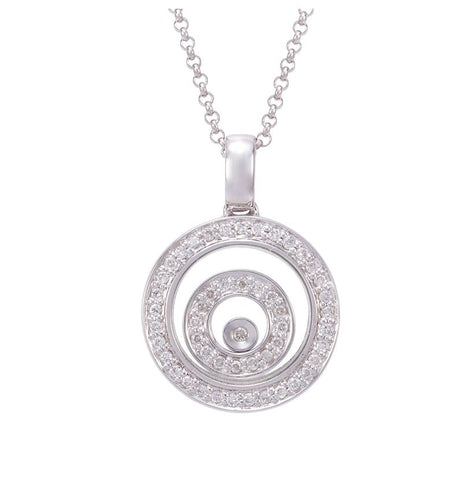 1.74 Ctw Diamond 14k White Gold Round Shape Womens Diamond Necklace Pendant With 16 Inch Chain