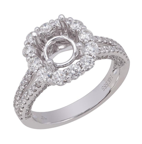 1.18 Ctw Diamond 14k White Gold Round Shape Wedding Engagement Ring