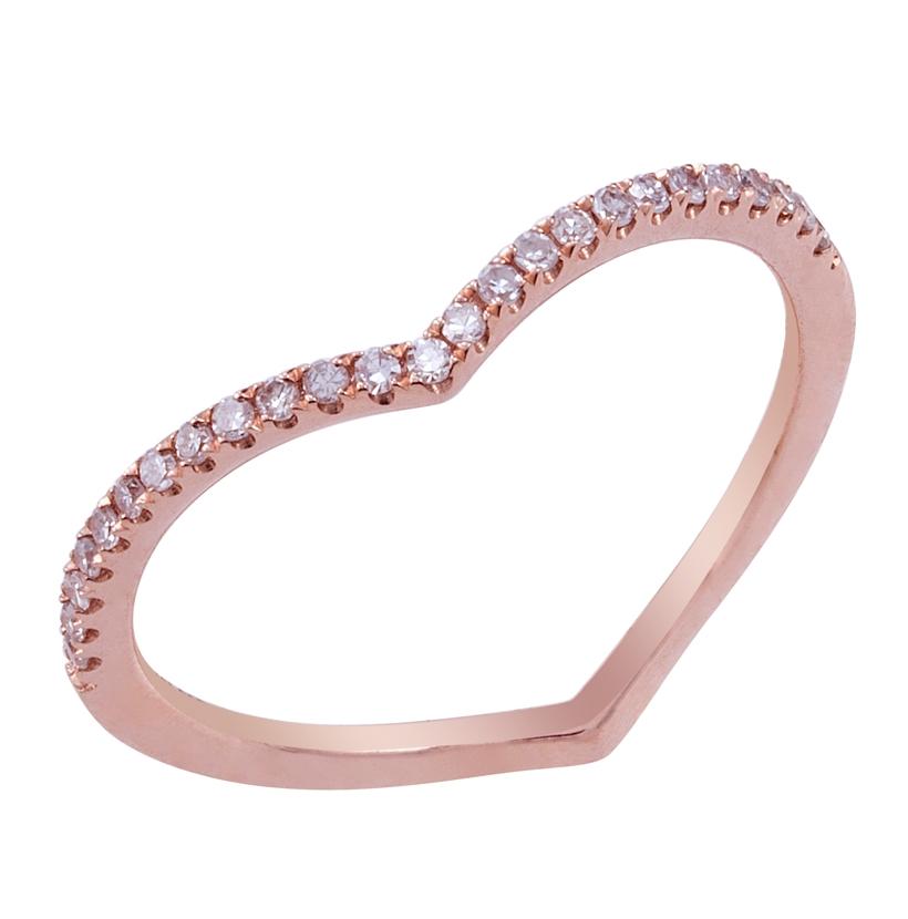 0.12 Ctw Diamond 14k Rose Gold Round Shape Womens Diamond Ring