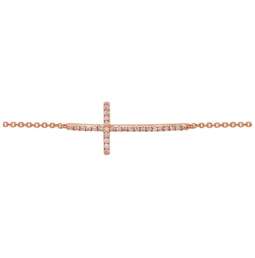 0.14 Ctw Diamond 14k Rose Gold Round Shape Womens Diamond Bracelet