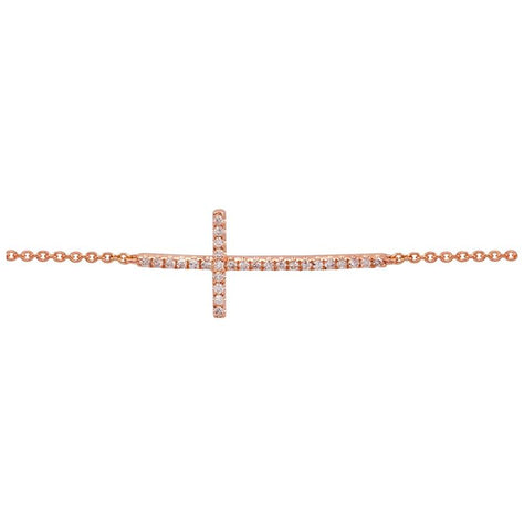 0.14 Ctw Diamond 14k Rose Gold Round Shape Womens Diamond Bracelet