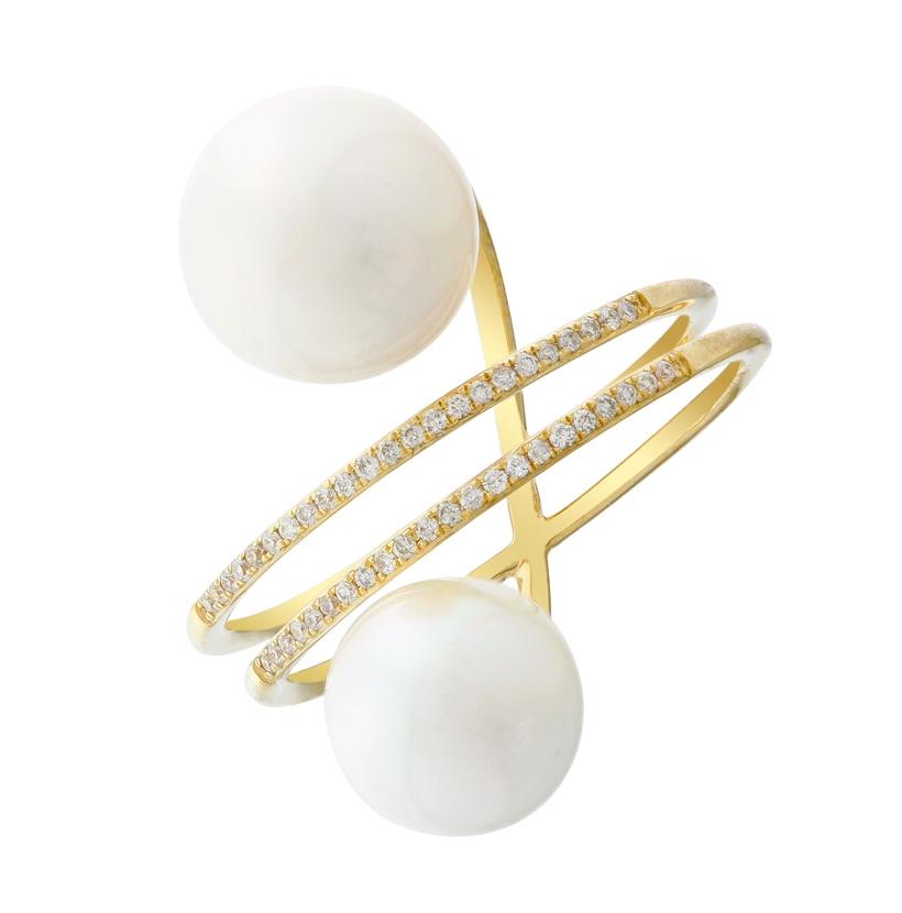 0.14 Ctw Diamond 14k Yellow Gold Pearl Ring