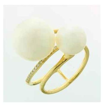 0.14 Ctw Diamond 14k Yellow Gold Pearl Ring