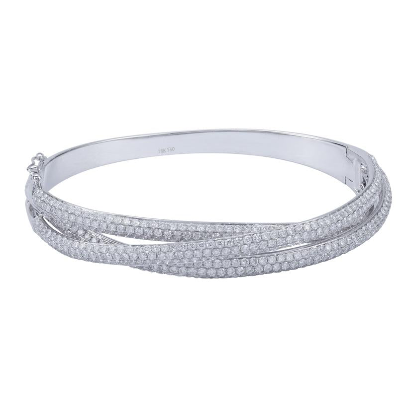 5.83 Ctw Diamond 18k White Gold Round Shape Womens Diamond Bangle Bracelet