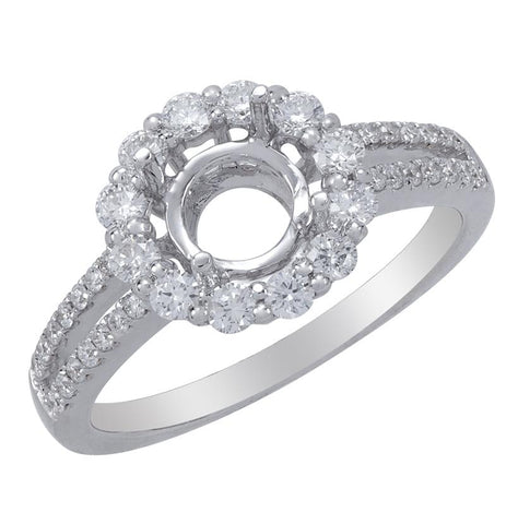 0.47 Ctw Diamond 18k White Gold Round Shape Wedding Engagement Ring