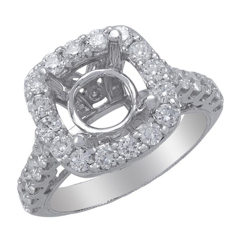 1.49 Ctw Diamond 18k White Gold Round Shape Wedding Engagement Ring