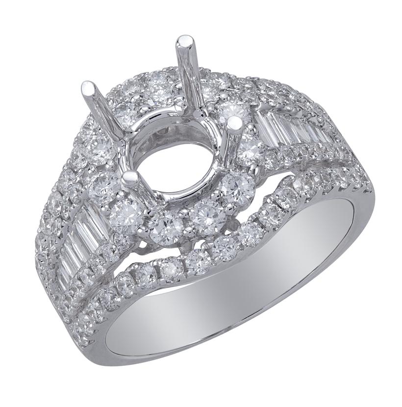 1.41 Ctw Diamond 18k White Gold Round Shape Wedding Engagement Ring