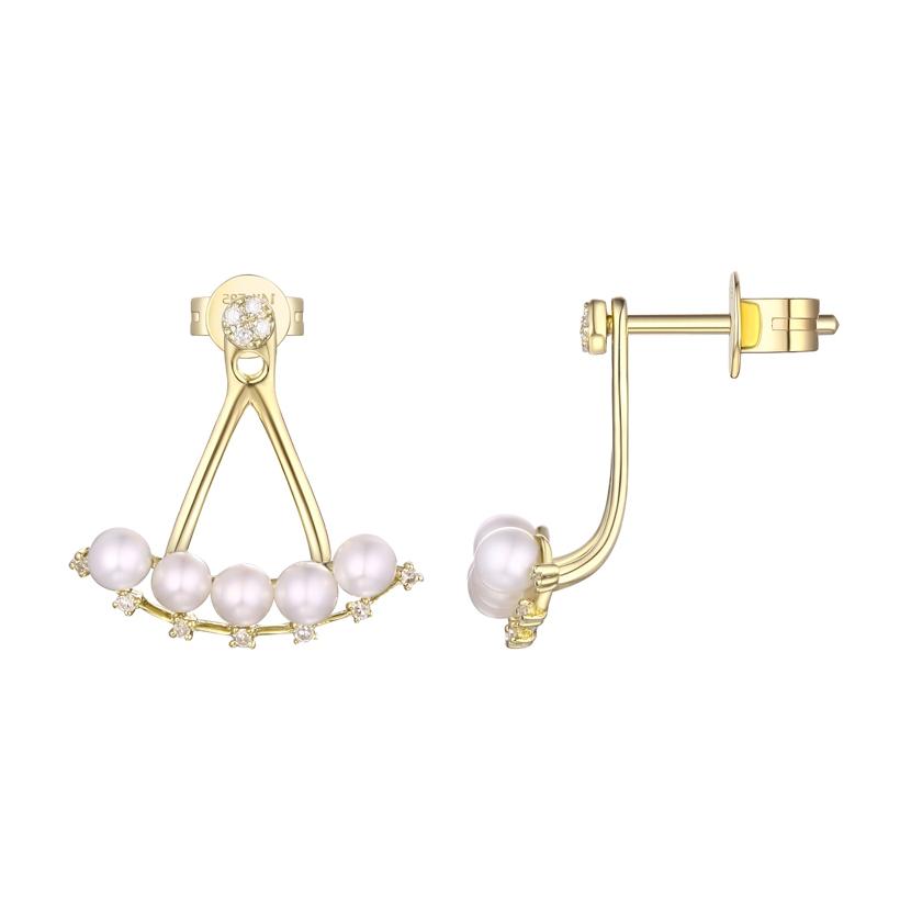 0.06 Ctw Diamond 14k Yellow Gold Pearl Earrings