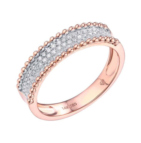 0.18 Ctw Diamond 14k Rose Gold Round Shape Womens Diamond Ring