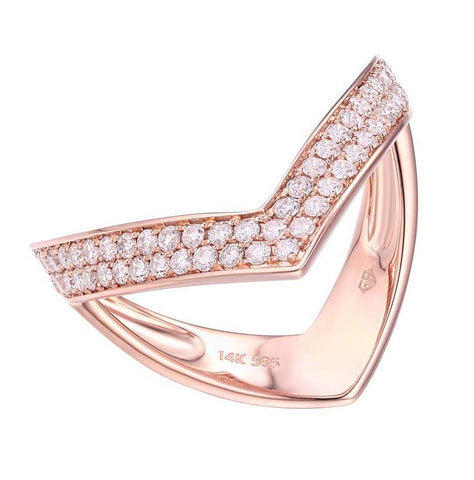 0.49 Ctw Diamond 14k Rose Gold Round Shape Womens Diamond Ring