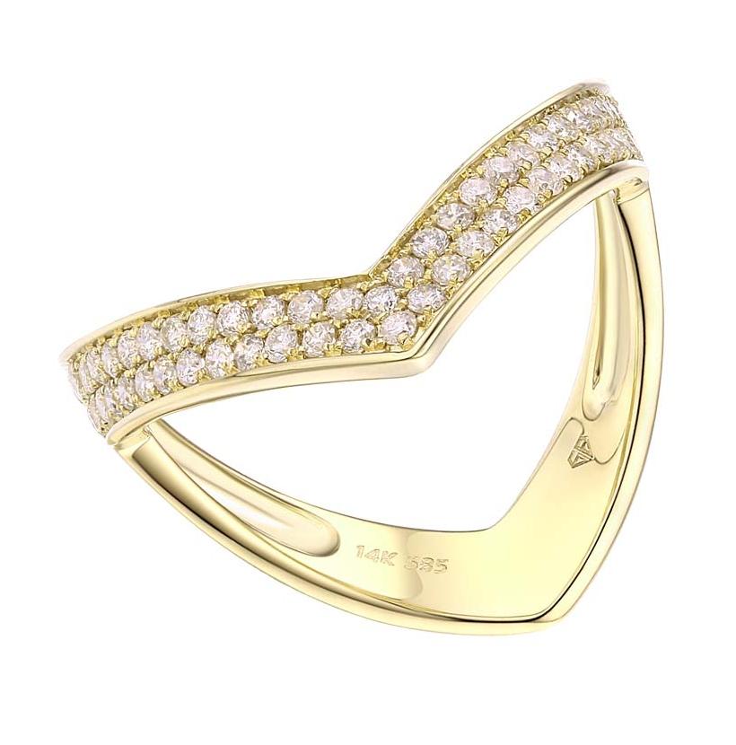 0.49 Ctw Diamond 14k Yellow Gold Round Shape Womens Diamond Ring