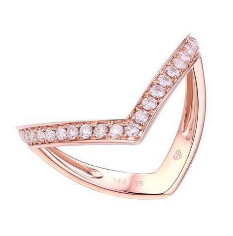 0.33 Ctw Diamond 14k Rose Gold Round Shape Womens Diamond Ring