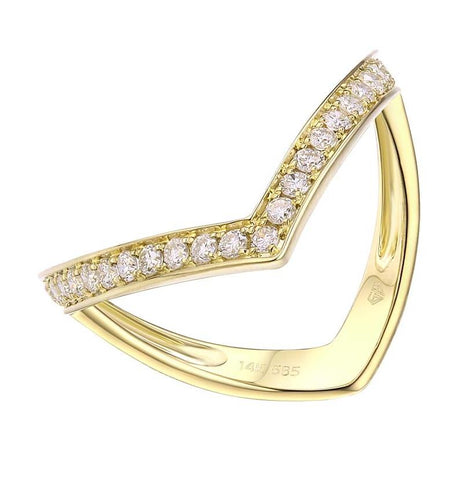 0.33 Ctw Diamond 14k Yellow Gold Round Shape Womens Diamond Ring